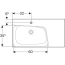 Geberit 500533011 Xeno2 Waschtisch m. Ablg. re, 90x48cm