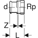 Geberit 61802  Mapress Kupfer &Uuml;bergang mit IG