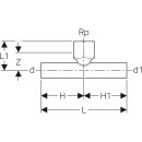 Geberit 21341  Mapress C-Stahl T-St&uuml;ck mit IG und