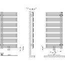 KERMI DVN1A130060WOXK Diveo BH 1320x46x600mm QN738,glanzsilber,links, Mittenanschl.