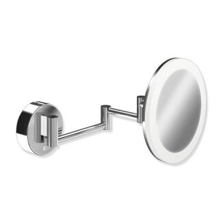 Miroir cosmétique LED HEWI, rond chromé, grossissement x5, Dual Light