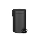 HEWI waste bin, 3 l, Soft Close stainless steel, matt black coated