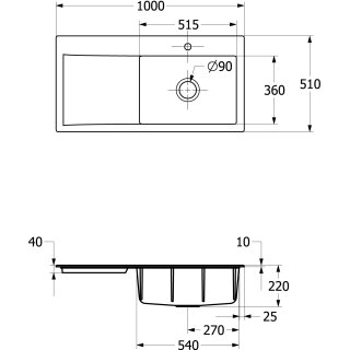 Villeroy & Boch 336102KG EB-SP Subway Style 60 1000x510mm