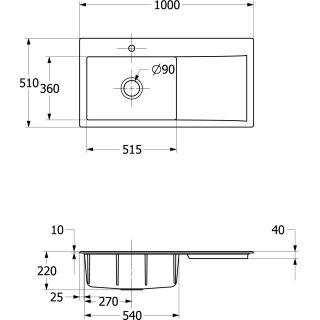 Villeroy & Boch 336200RW EB-SP Subway Style 60 1000x510mm IB