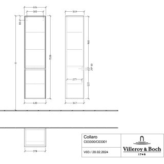 Villeroy & Boch C03301VJ Hochschrank Collaro 404x1538x349mm 2