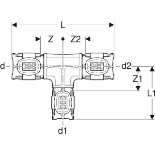 Geberit 620104001 FlowFit T-Stück reduziert PPSU