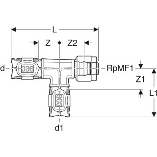 Geberit 620781001 FlowFit Übergangs-T-Stück mit