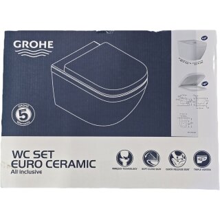 GROHE 39693000 Wand-Tiefspül-WC-Set Euro Keramik 39693 Deckel Soft Close alpinweiß