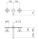 Dornbracht 36707892-99 WT-Wandbatt. o.Ablgarn. Tara.