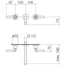 Dornbracht 36712882-99 WT-Wandbatt. o.Ablgarn. Tara.