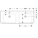 Geberit 501710001 Renova Plan Doppelwaschtisch 130x48cm