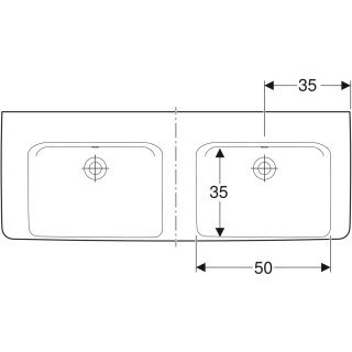 Geberit 501712001 Renova Plan Doppelwaschtisch 130x48cm